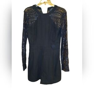 Adelyn Rae Sequins/ Lace Longsleeve Black Romper Nwot
